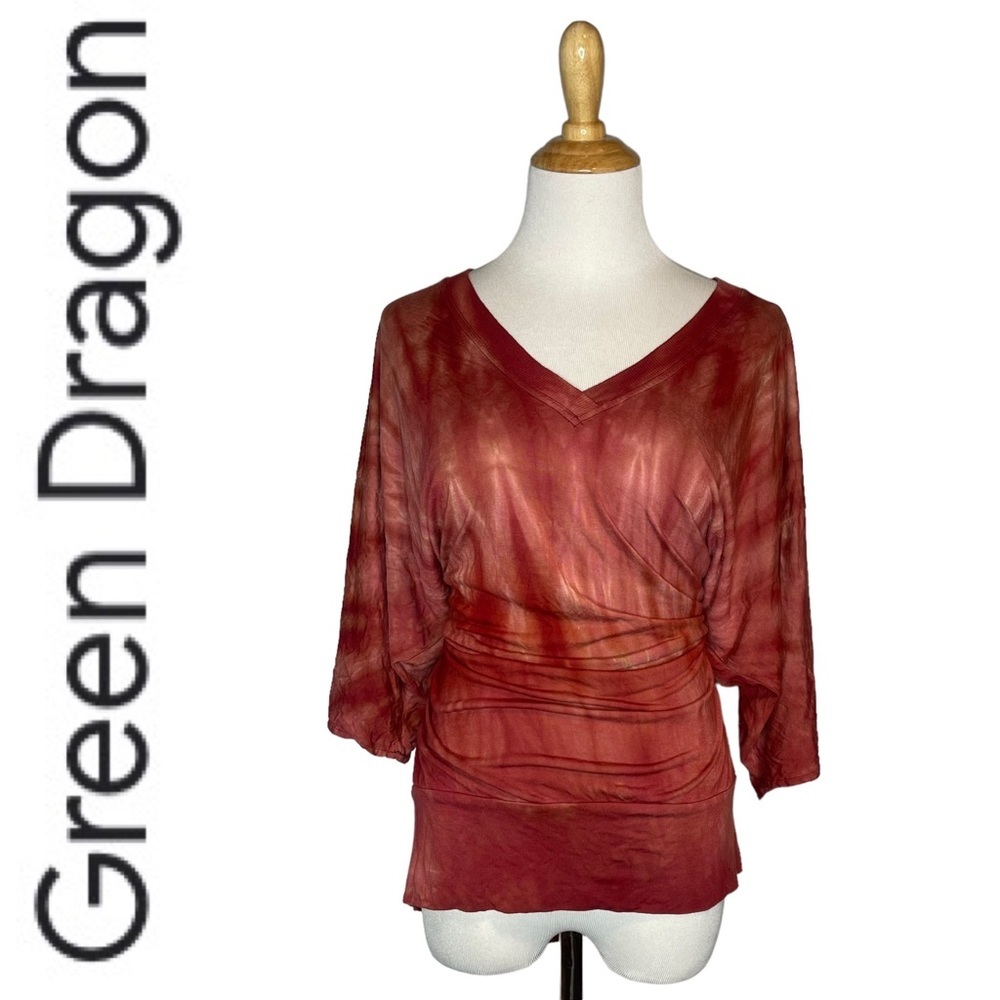 Green Dragon Peace Love Freedom TieDye Tunic Top L